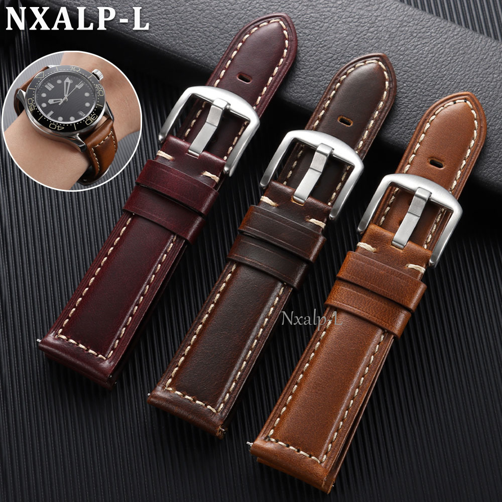 Omega Watches Smartwatch - Tali Kulit Sapi Lilin Minyak 18