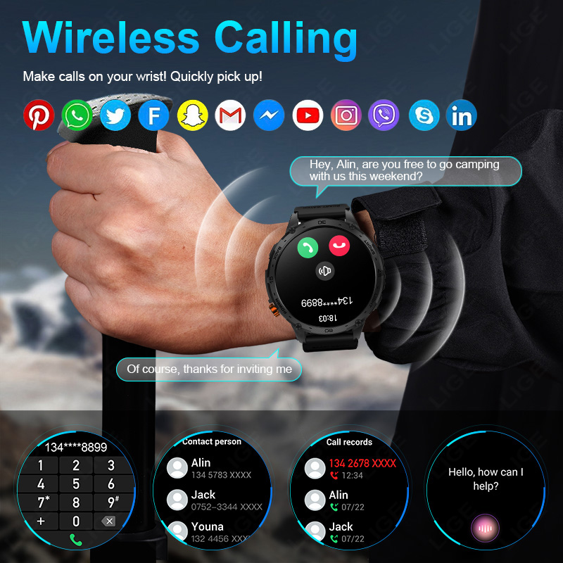 LIGE Baterai Besar 730MAh Wakt - Smartwatch Latest Watches For Men ulasan dan harga